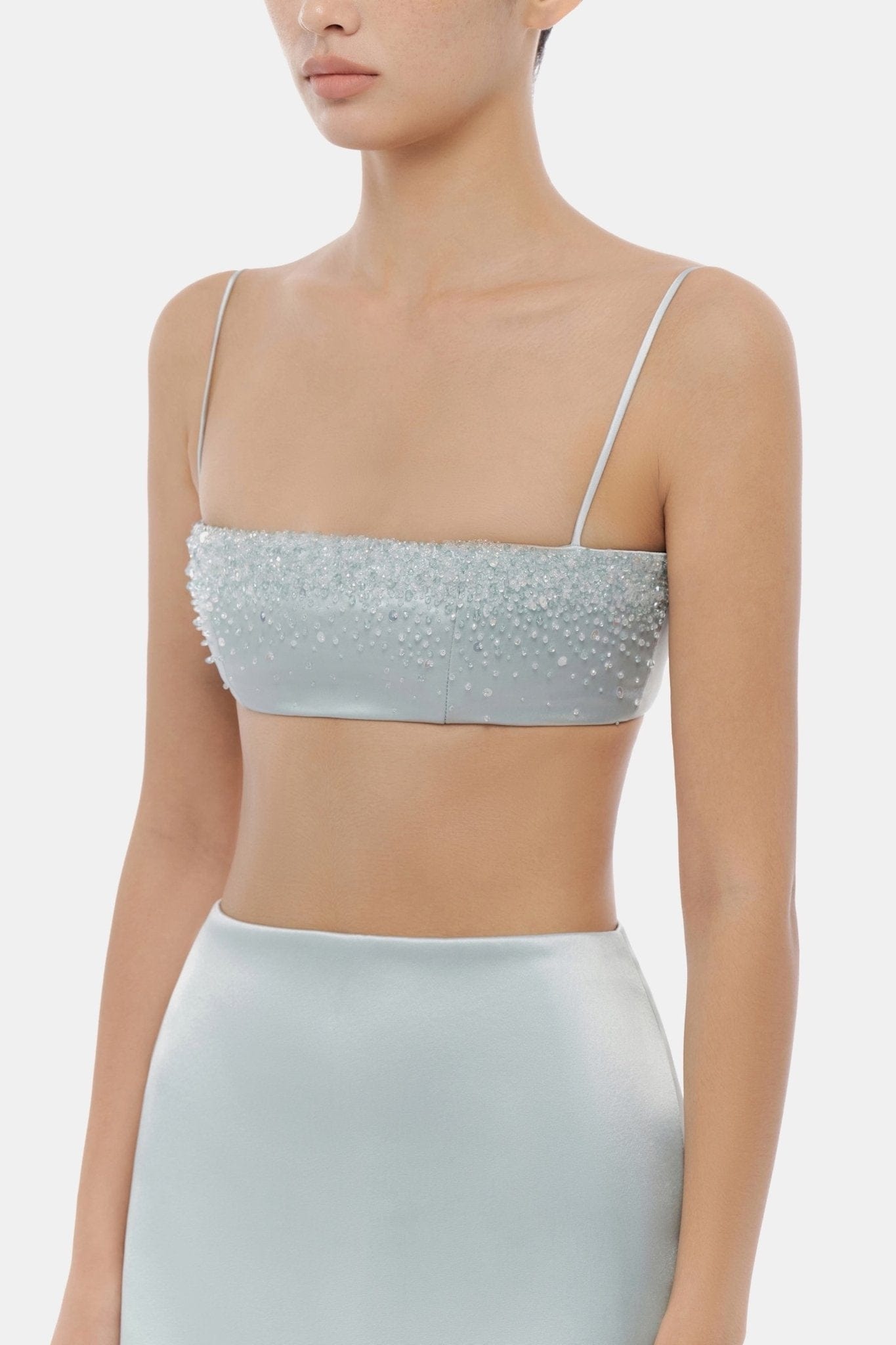 Blue Crystal Beaded Silk Bandeau - Montsand