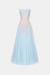 Blue Draped Lace Maxi Dress - Montsand