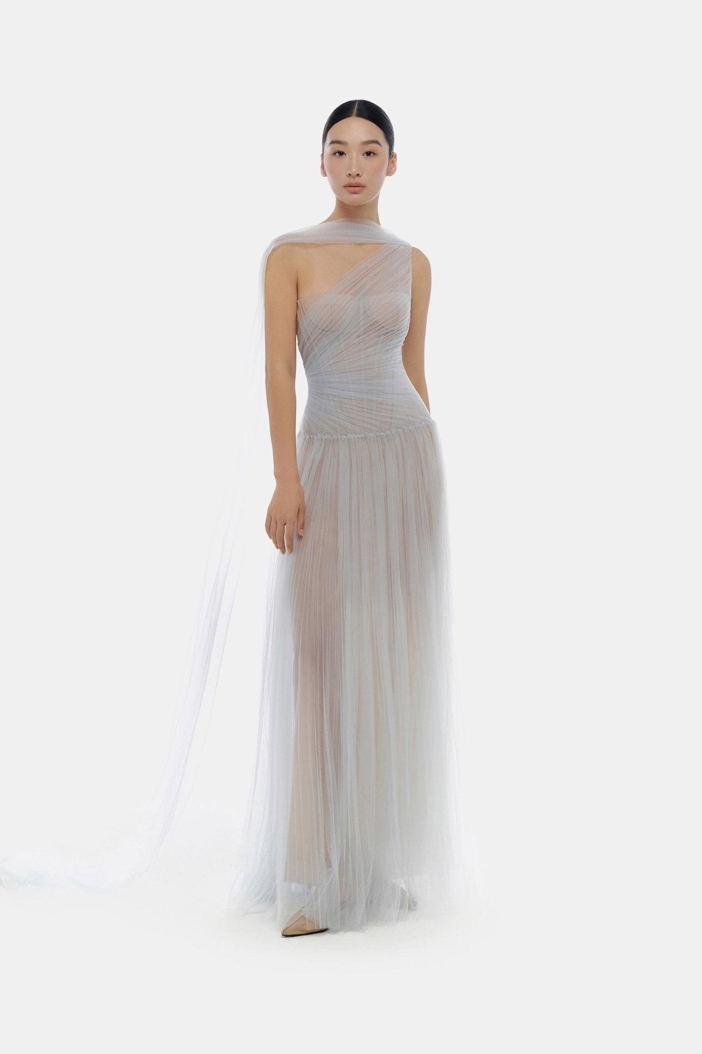 Blue Draped Maxi Dress - Montsand