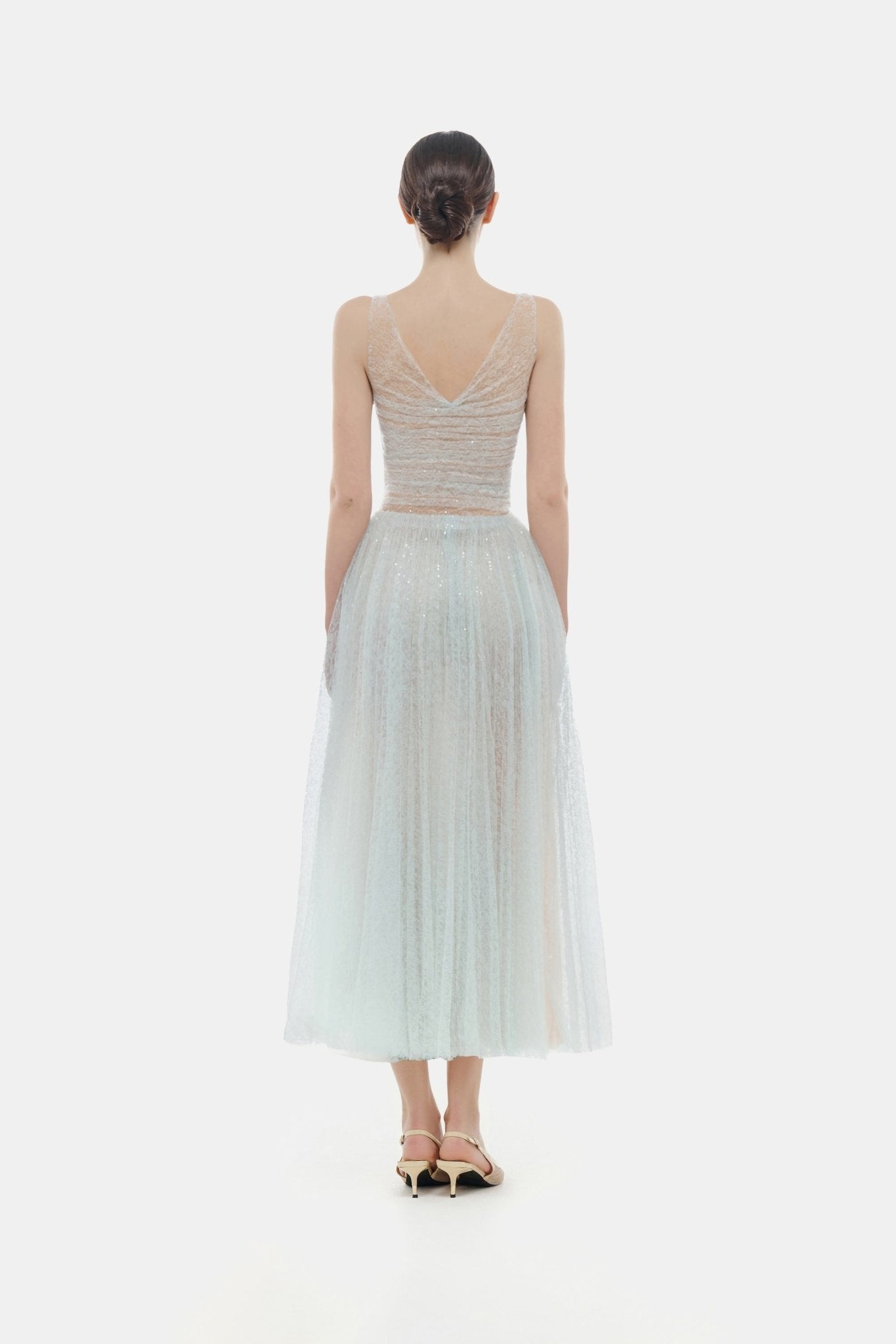 Blue Drapped Midi Dress Dresses Montsand