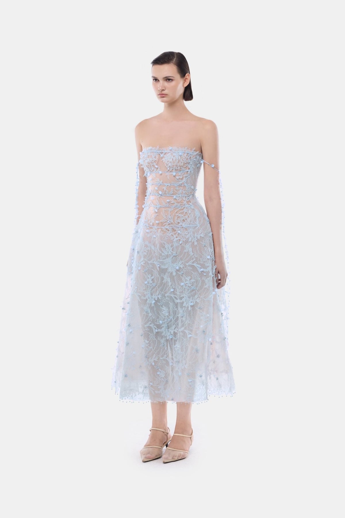 Blue Floral String Midi Dress - Montsand