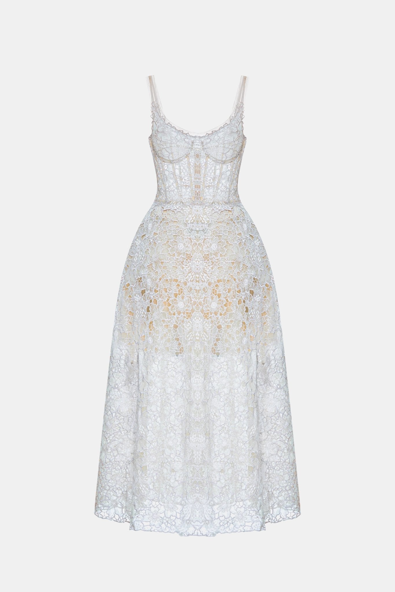 Blue Flower Lace Maxi Dress L