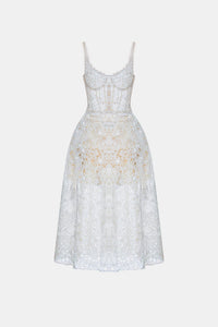 Blue Flower Lace Midi Dress Dresses Montsand