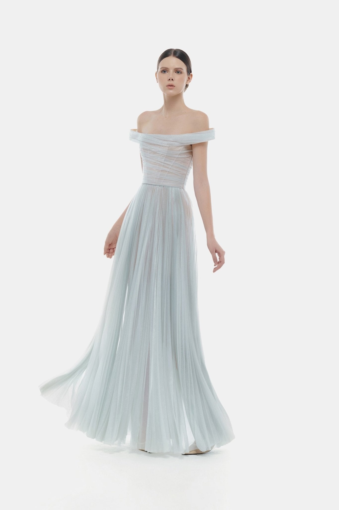 Blue Off-shoulder Maxi Dress Dresses Montsand