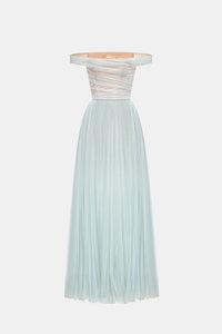 Blue Off-shoulder Maxi Dress Dresses Montsand