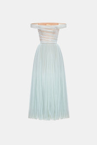 Blue Off-shoulder Midi Dress Dresses Montsand