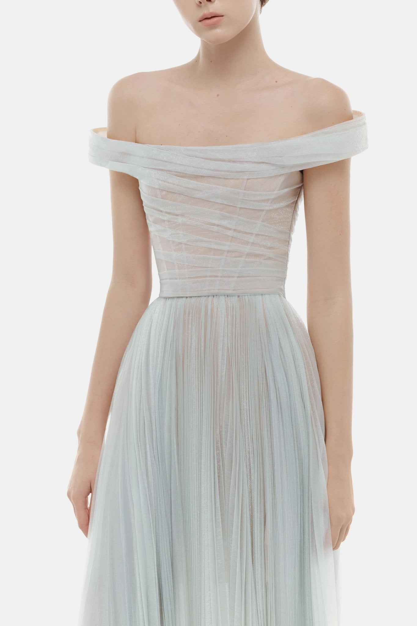 Blue Off-shoulder Midi Dress Dresses Montsand