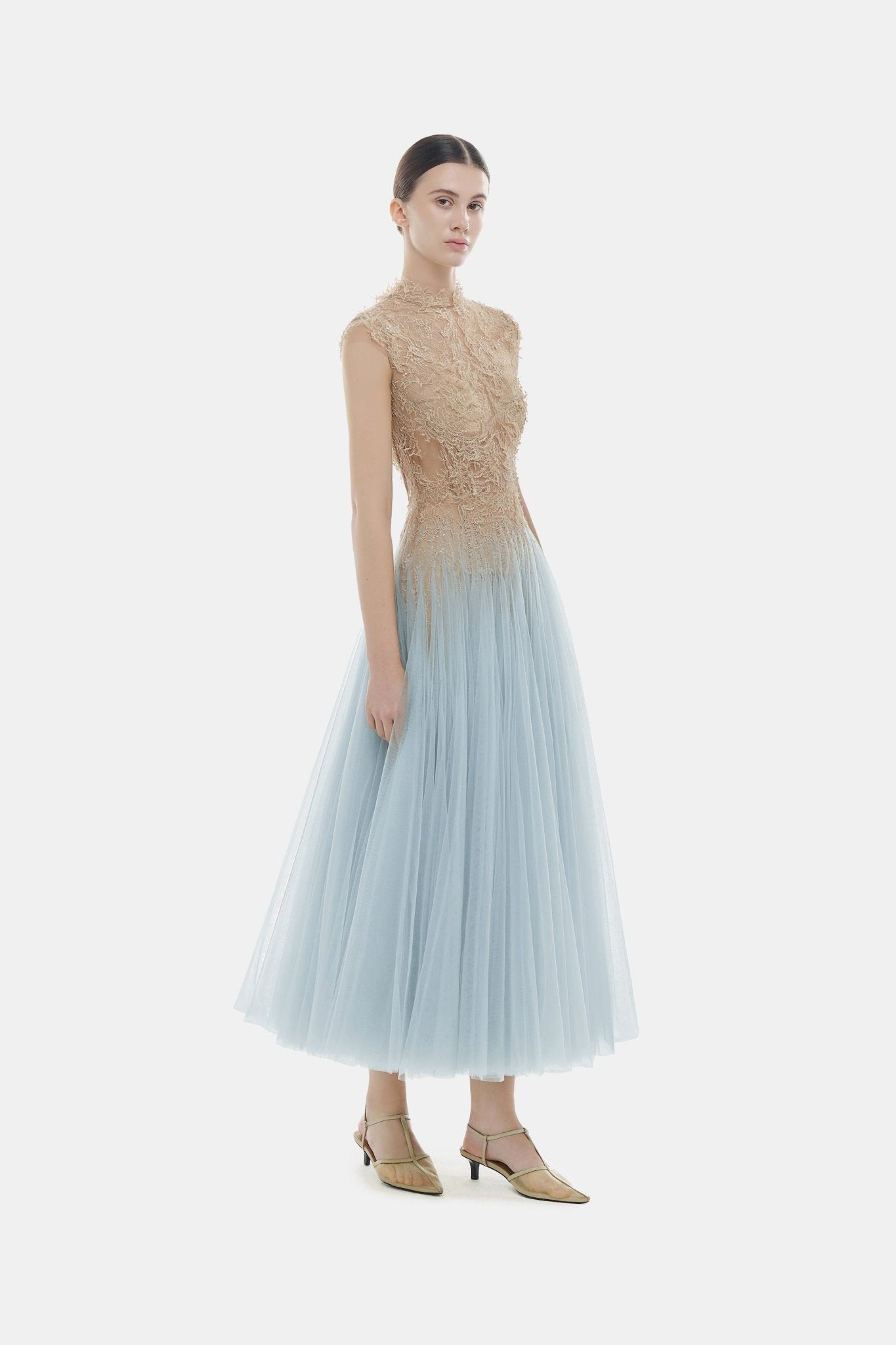 Blue Ombré Cut - Out Lace Dress - Montsand