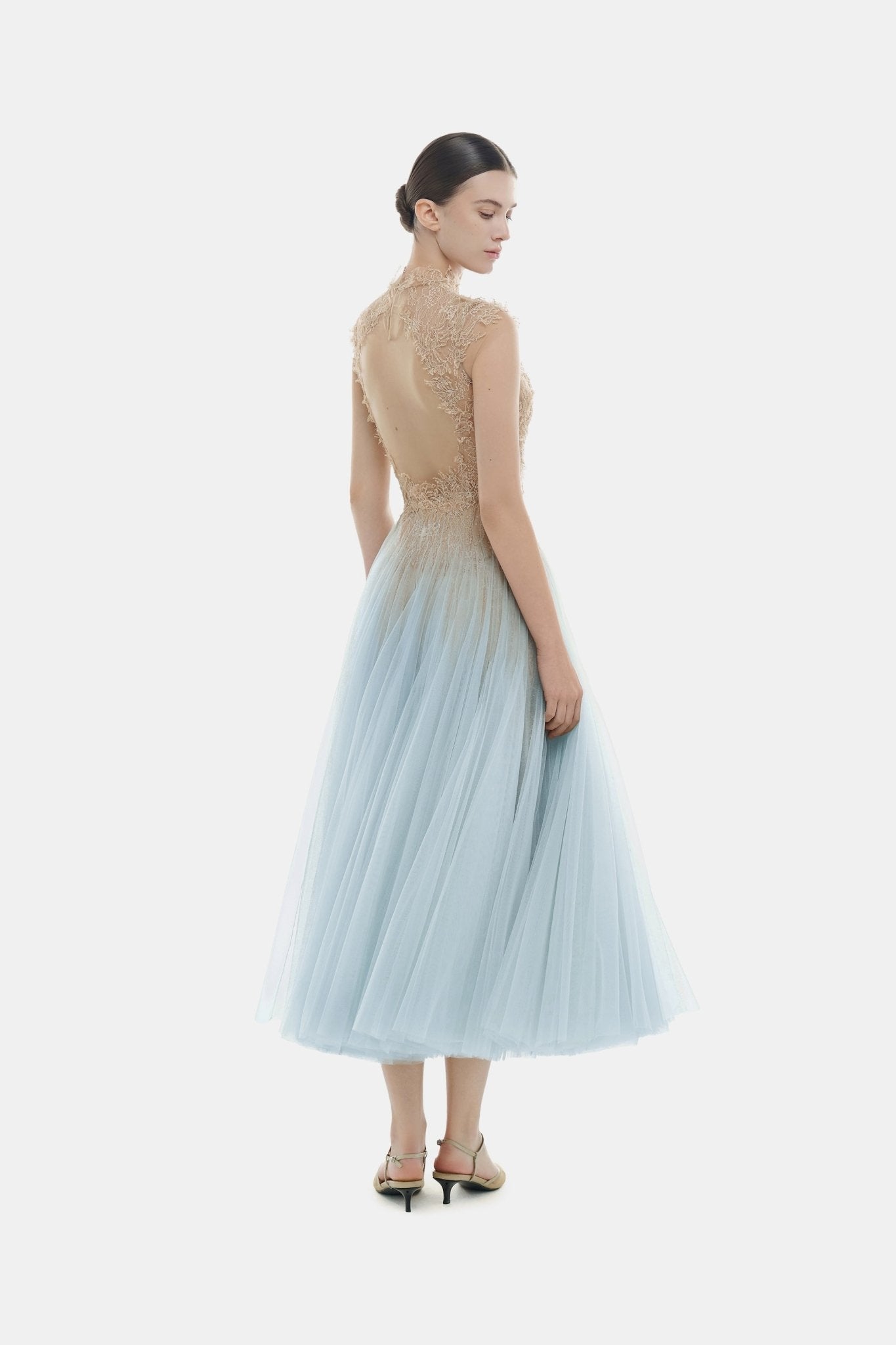 Blue Ombré Cut - Out Lace Dress - Montsand