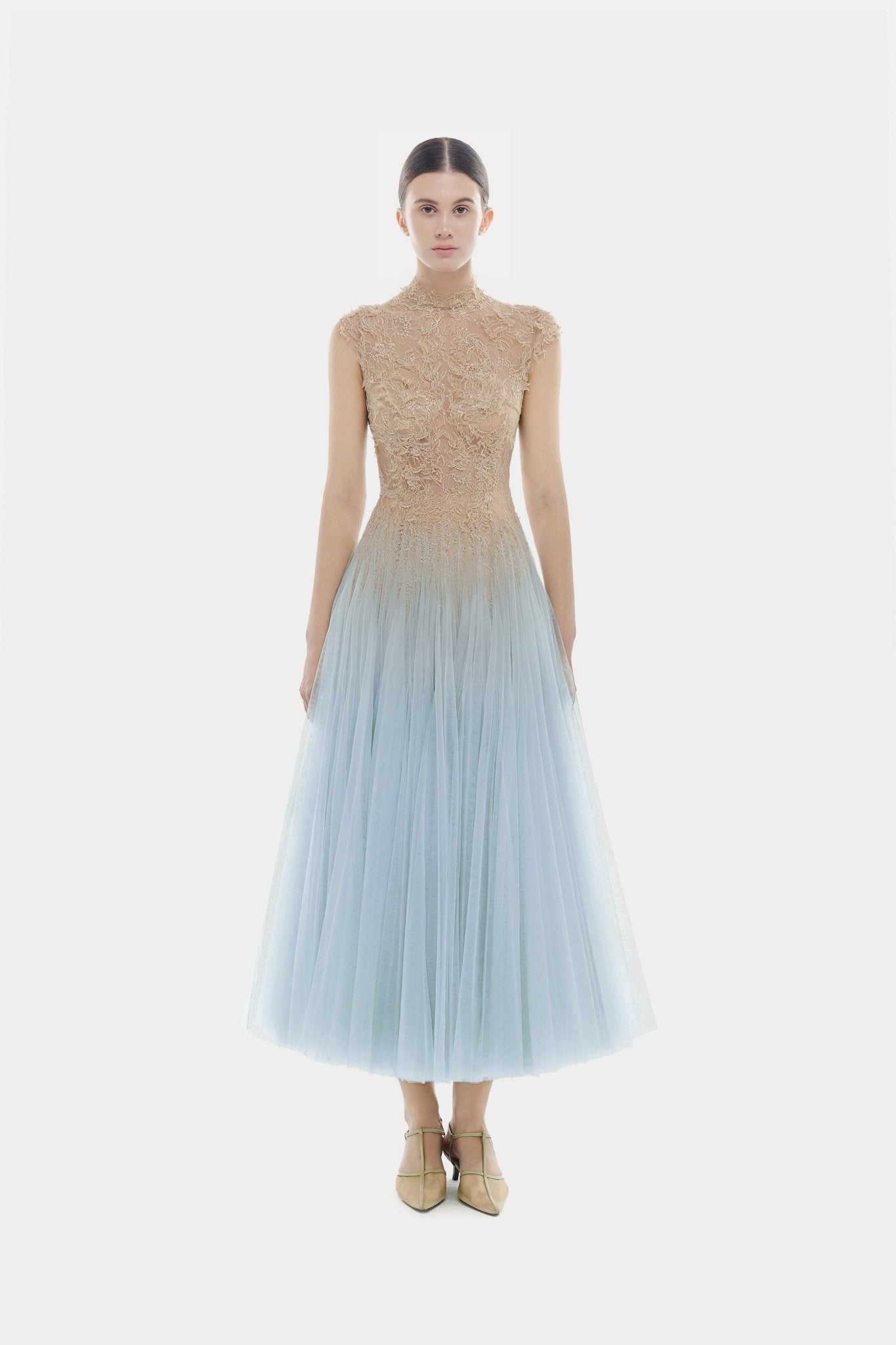 Blue Ombré Cut - Out Lace Dress - Montsand