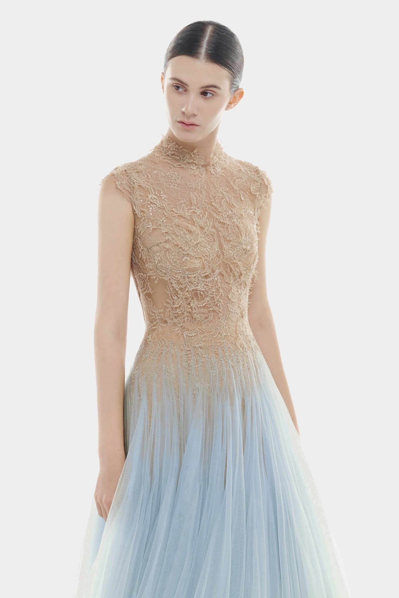 Blue Ombré Cut - Out Lace Dress - Montsand