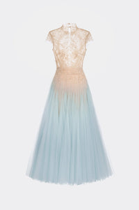 Blue Ombré Cut - Out Lace Dress - Montsand