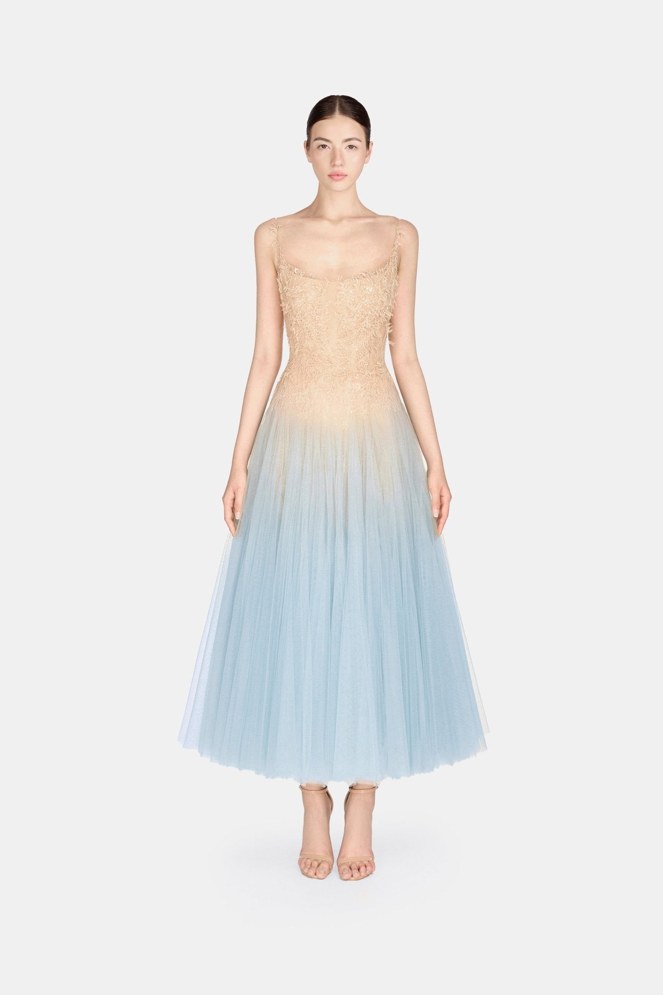 Baby Blue Ombre Lace Midi Dress – Montsand