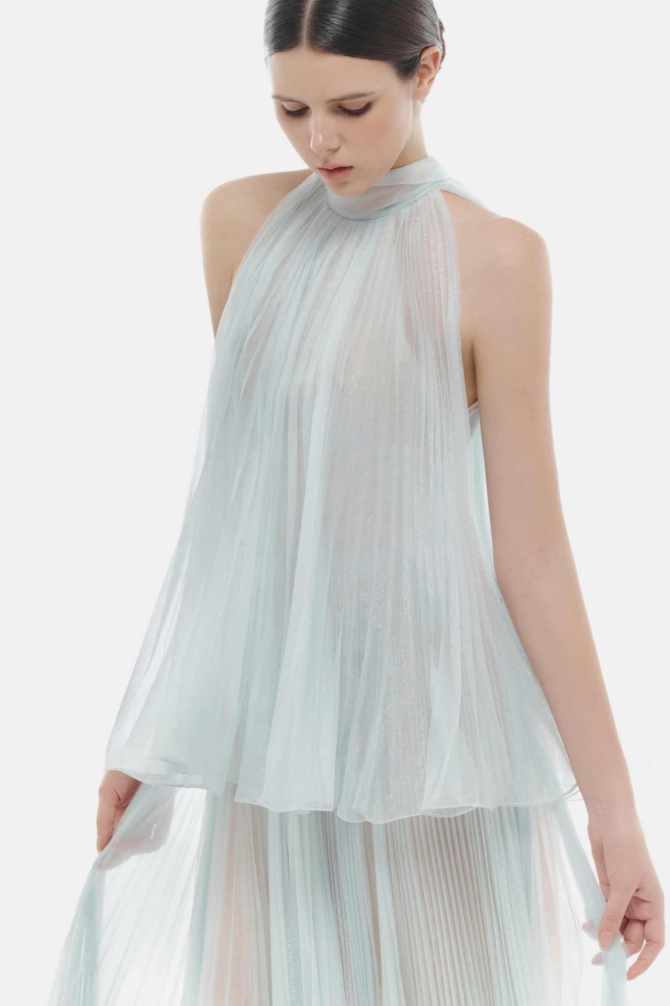 Blue Pleated Dress Dresses Montsand