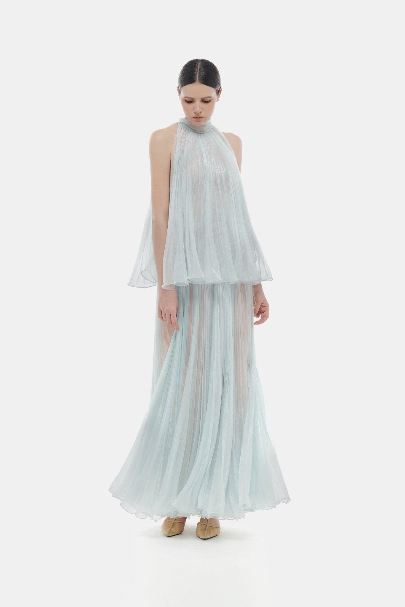 Blue Pleated Dress Dresses Montsand