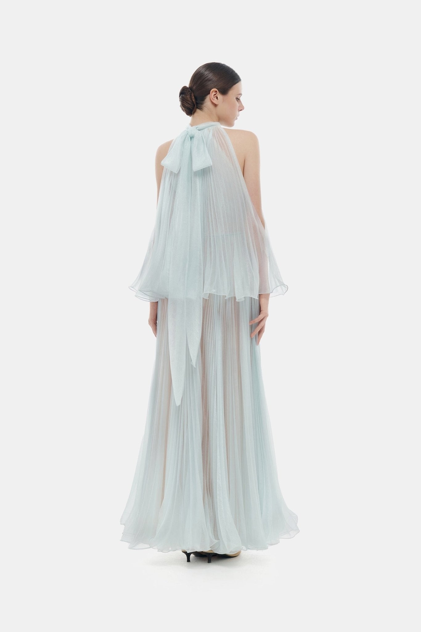 pleated evening dresses Blue Pleated Dress XS