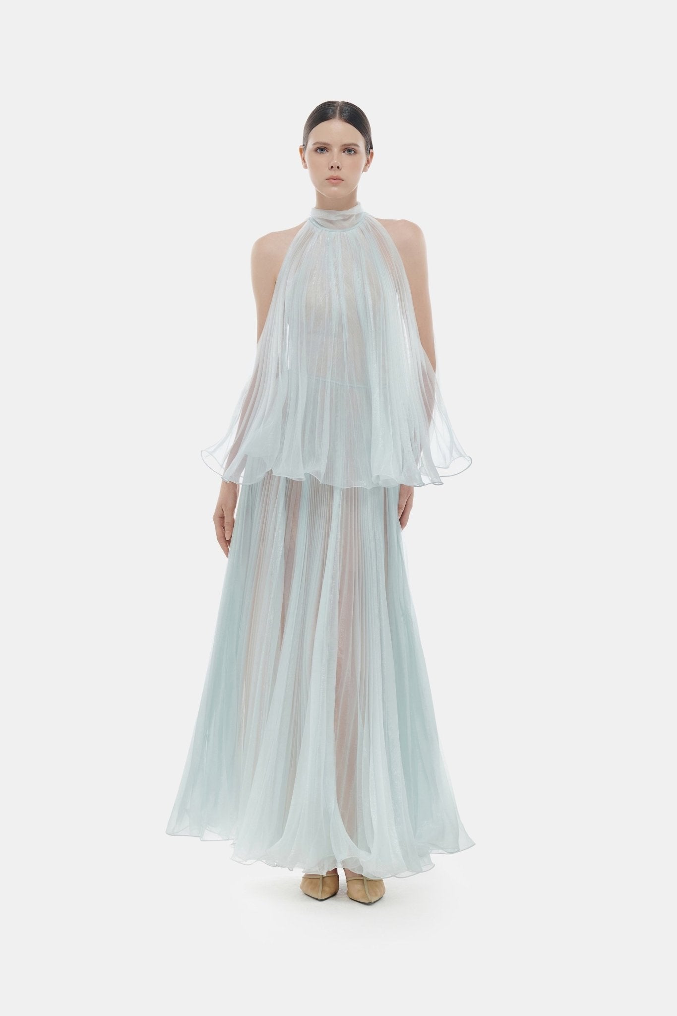 Blue Pleated Dress Dresses Montsand