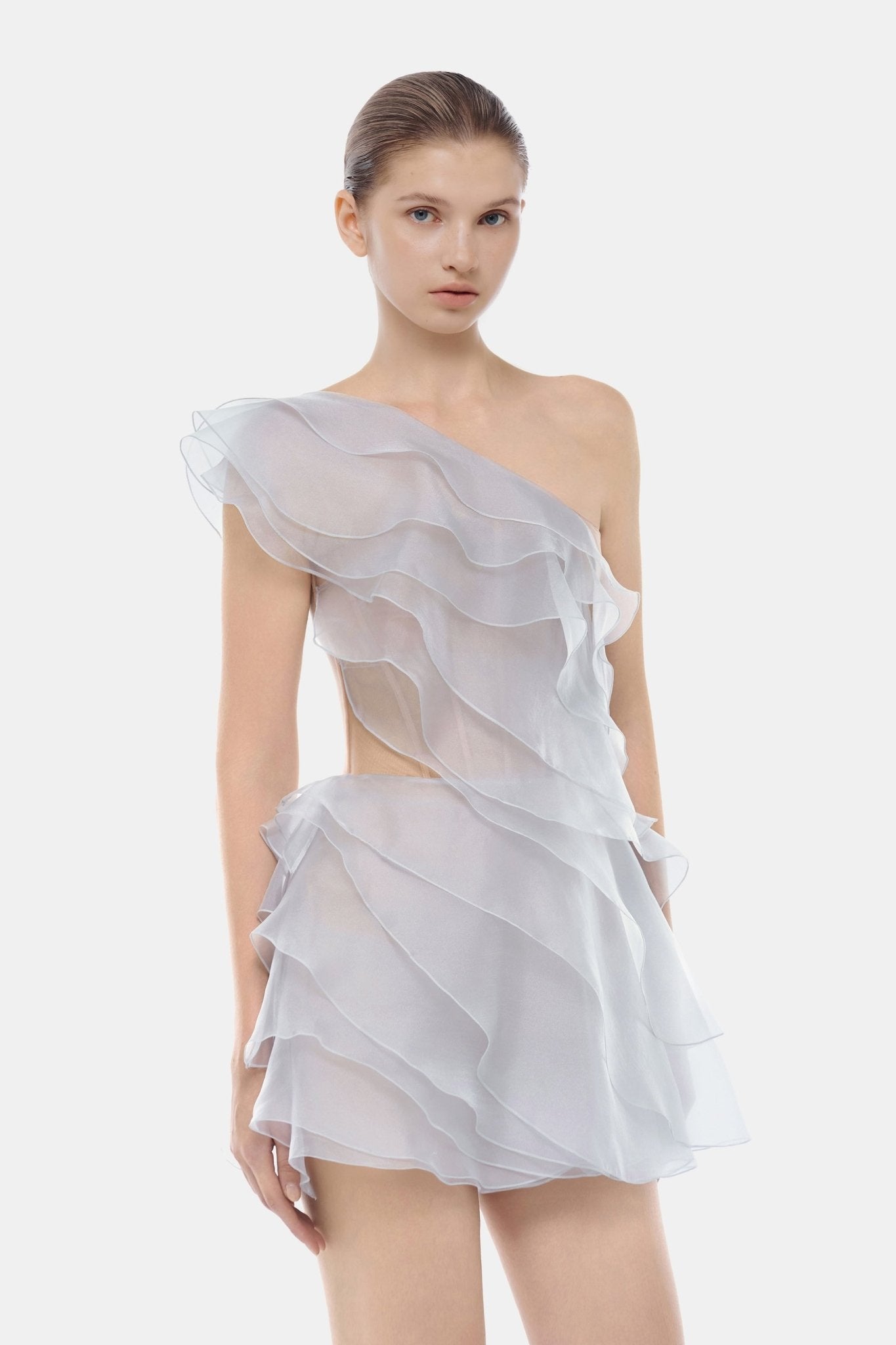 Blue Ruffle One - Shoulder Mini Dress - Montsand