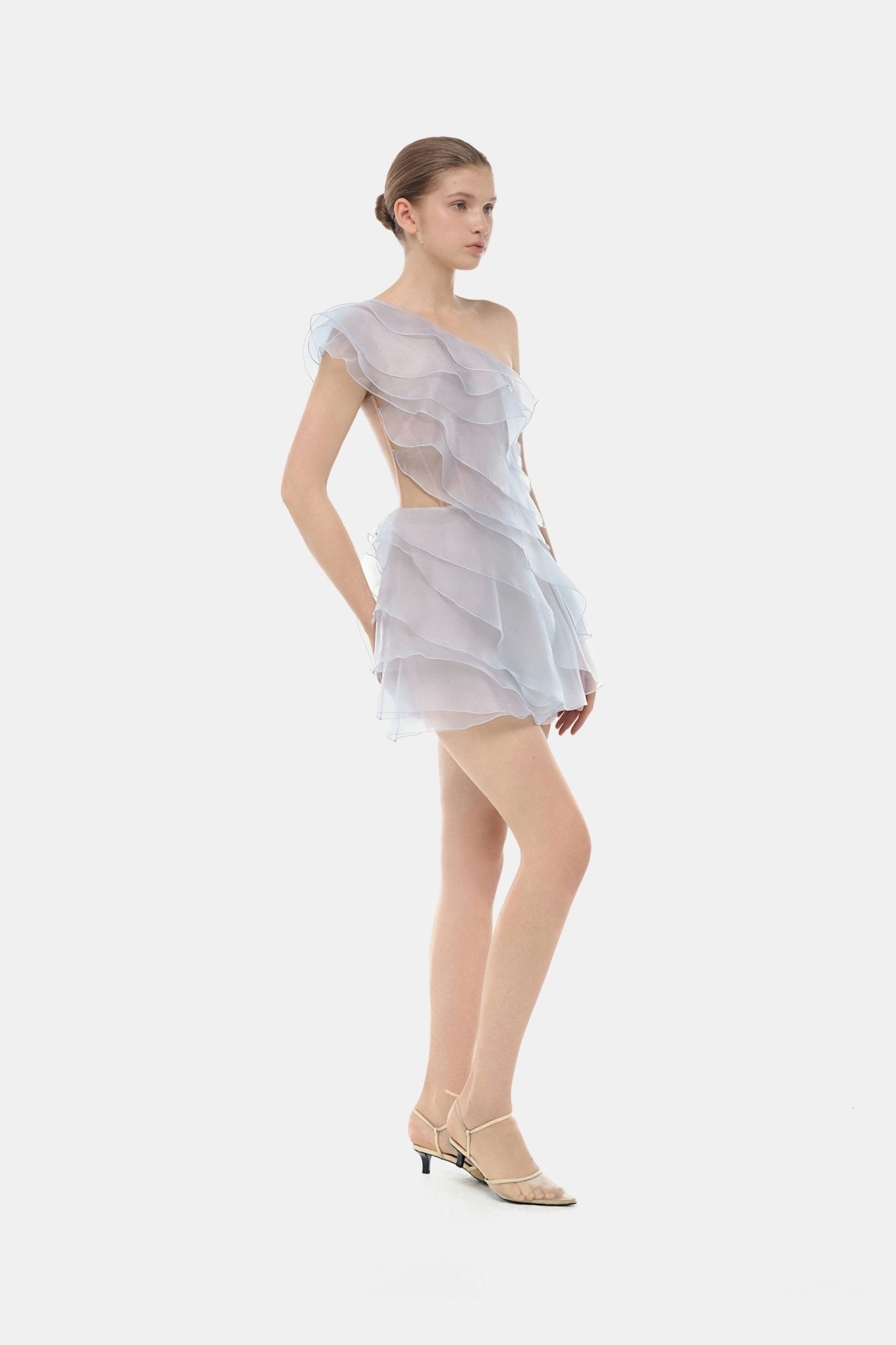 Blue Ruffle One - Shoulder Mini Dress - Montsand