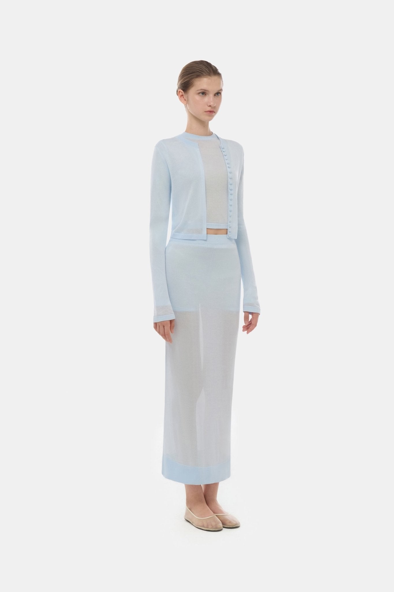 Blue Sheer Layered Midi Skirt - Montsand