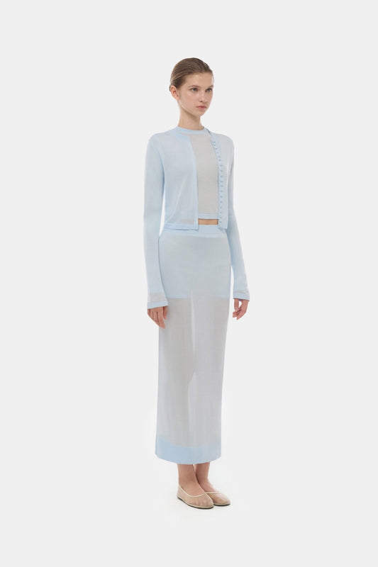 Blue Sheer Layered Midi Skirt - Montsand