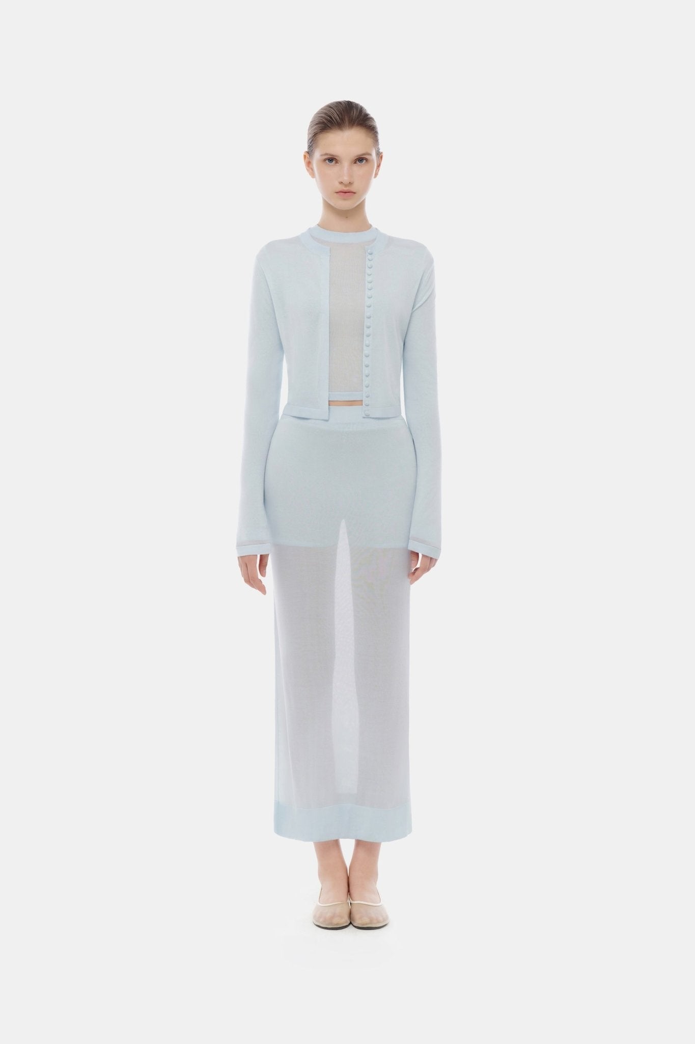 Blue Sheer Layered Midi Skirt - Montsand