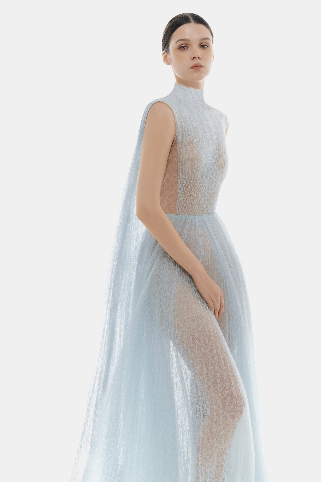Blue Smocked Lace Maxi Dress M Blue Smocked Lace Maxi Dress M