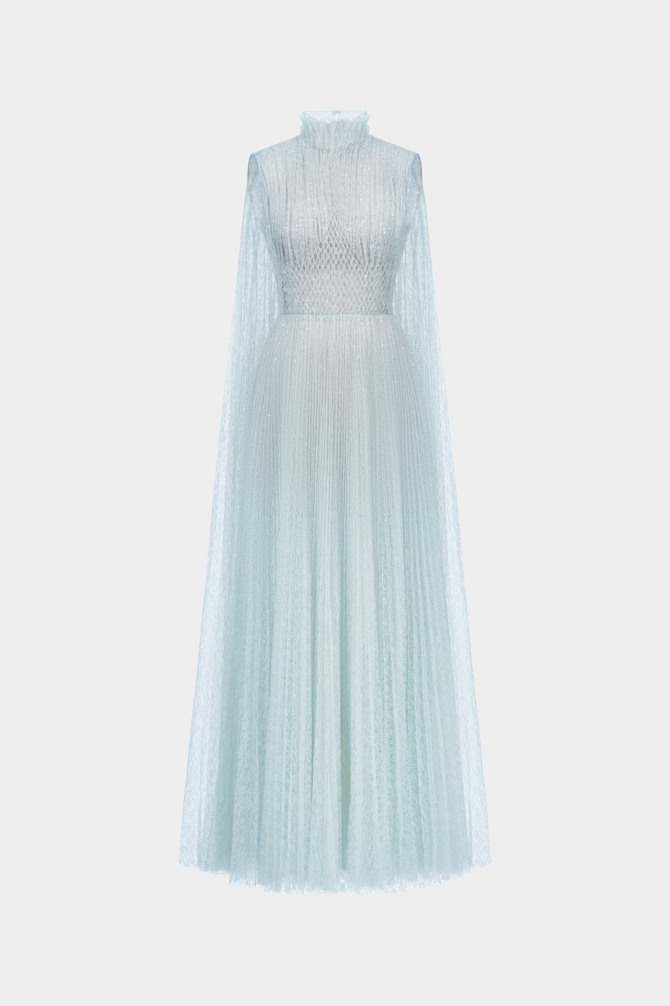 Blue Smocked Lace Maxi Dress