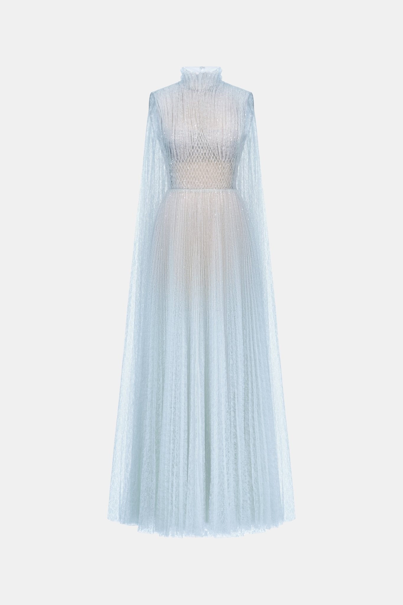 Blue Smocked Lace Maxi Dress S