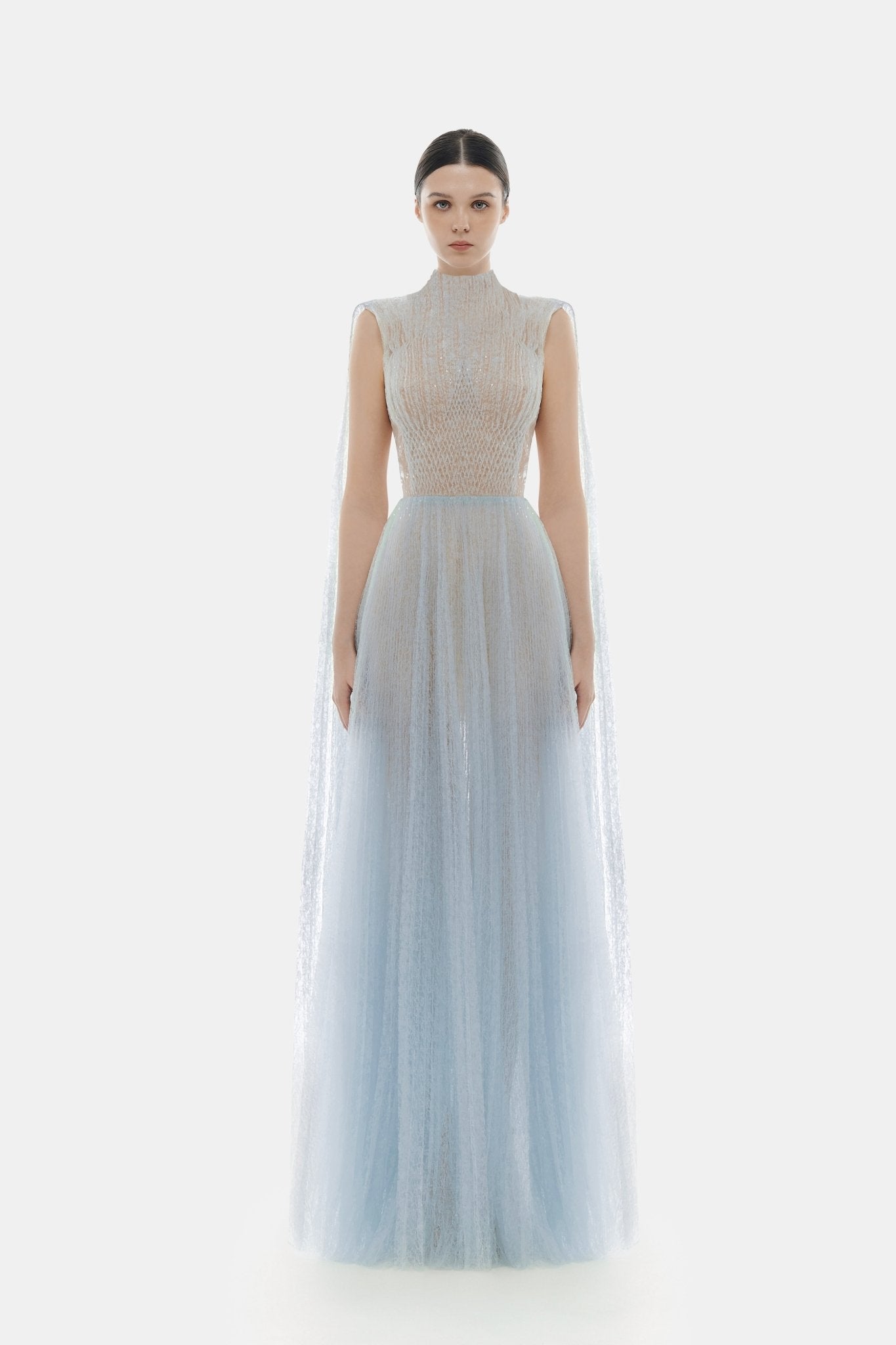 Blue Smocked Lace Maxi Dress M Blue Smocked Lace Maxi Dress M