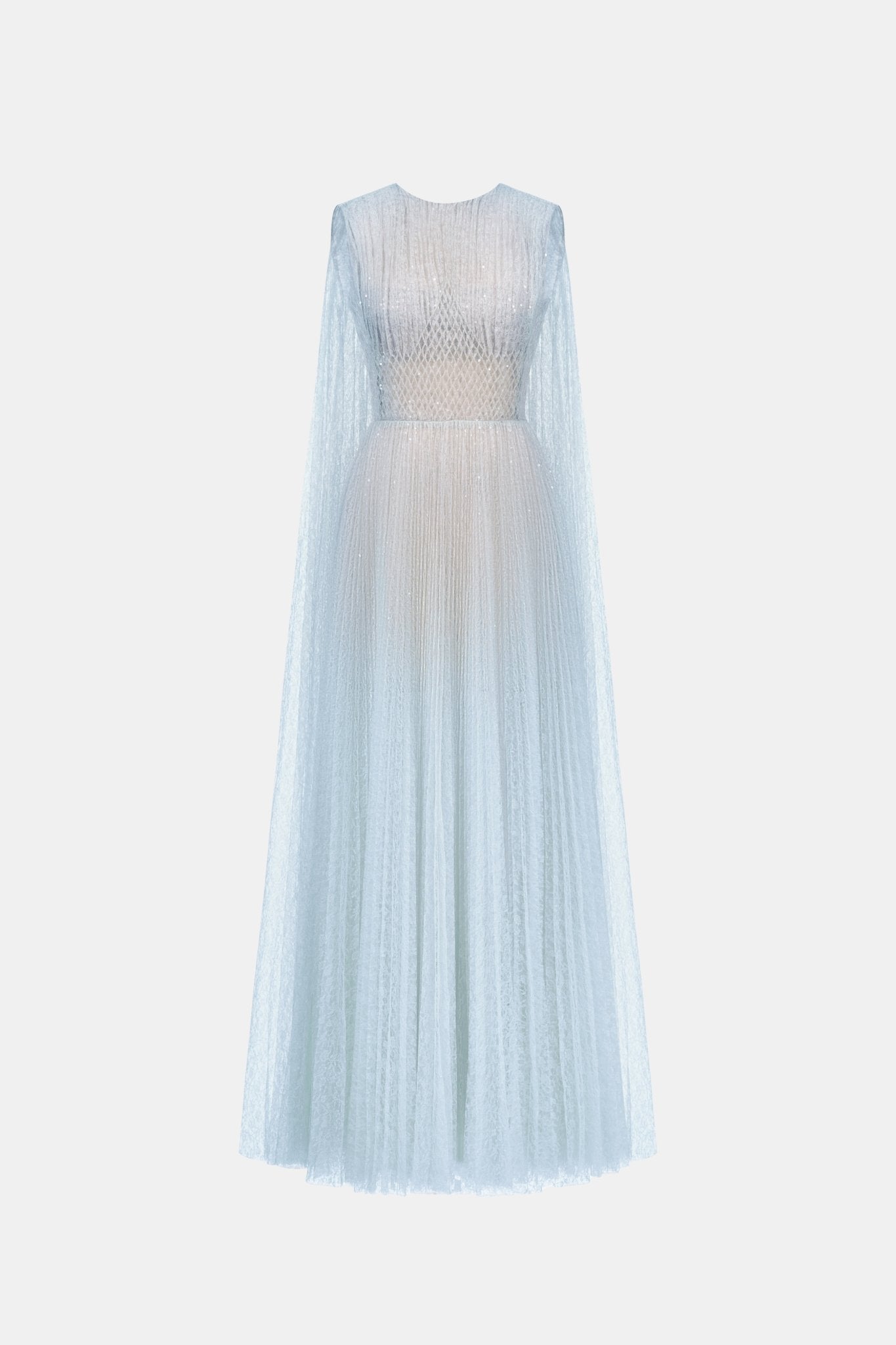 Blue Smocked Round - neck Maxi Dress - Montsand