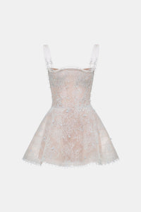 Blue Straight Neckline Skater Dress - Montsand