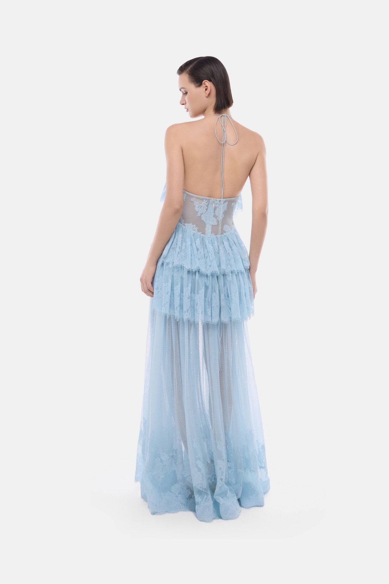 Blue Tiered Mesh Dress - Montsand