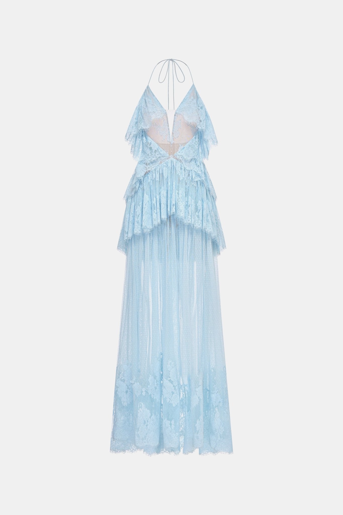 Blue Tiered Mesh Maxi Dress - Montsand