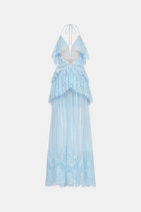 Blue Tiered Mesh Maxi Dress - Montsand