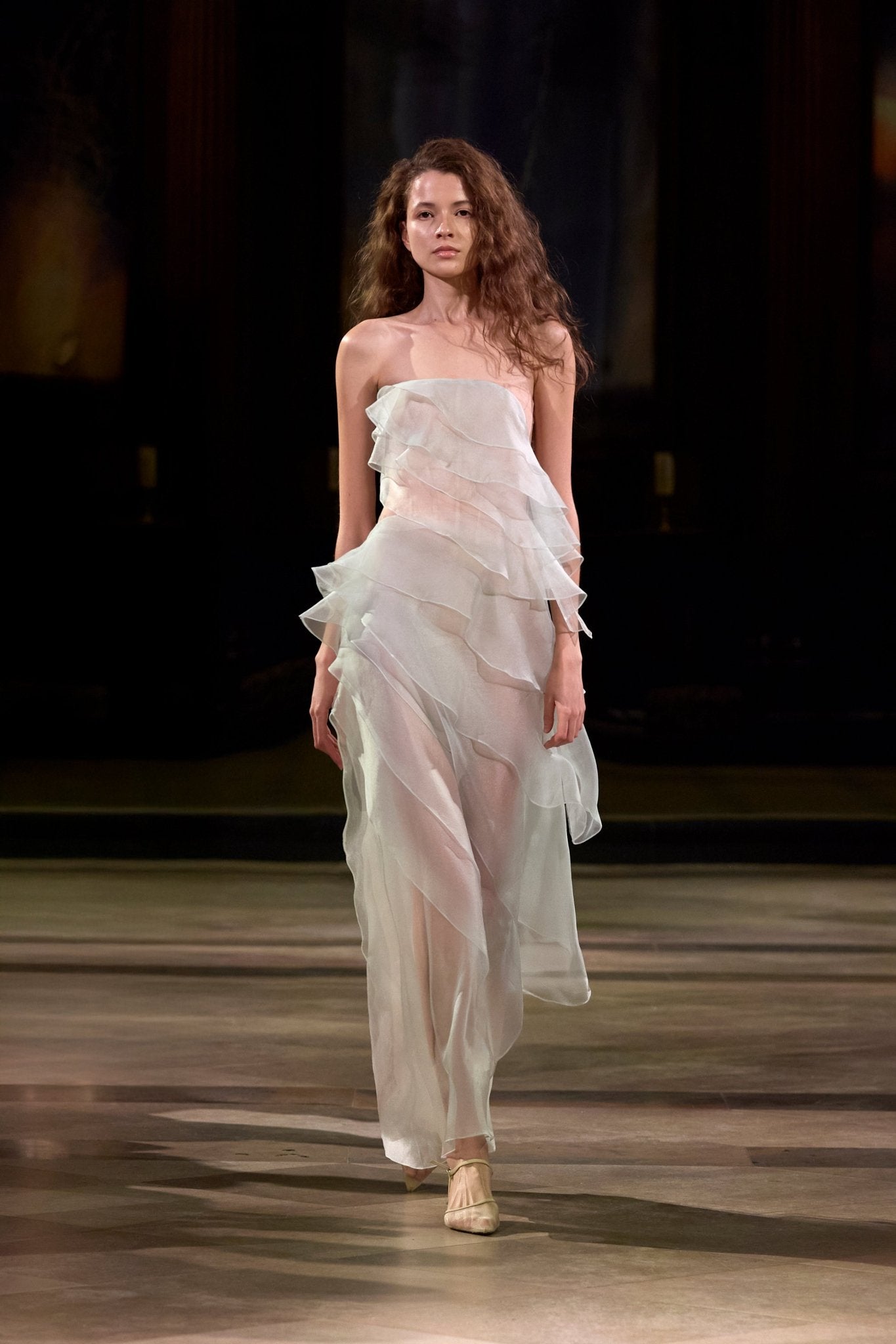 Blue Tiered Strapless Dress - Montsand