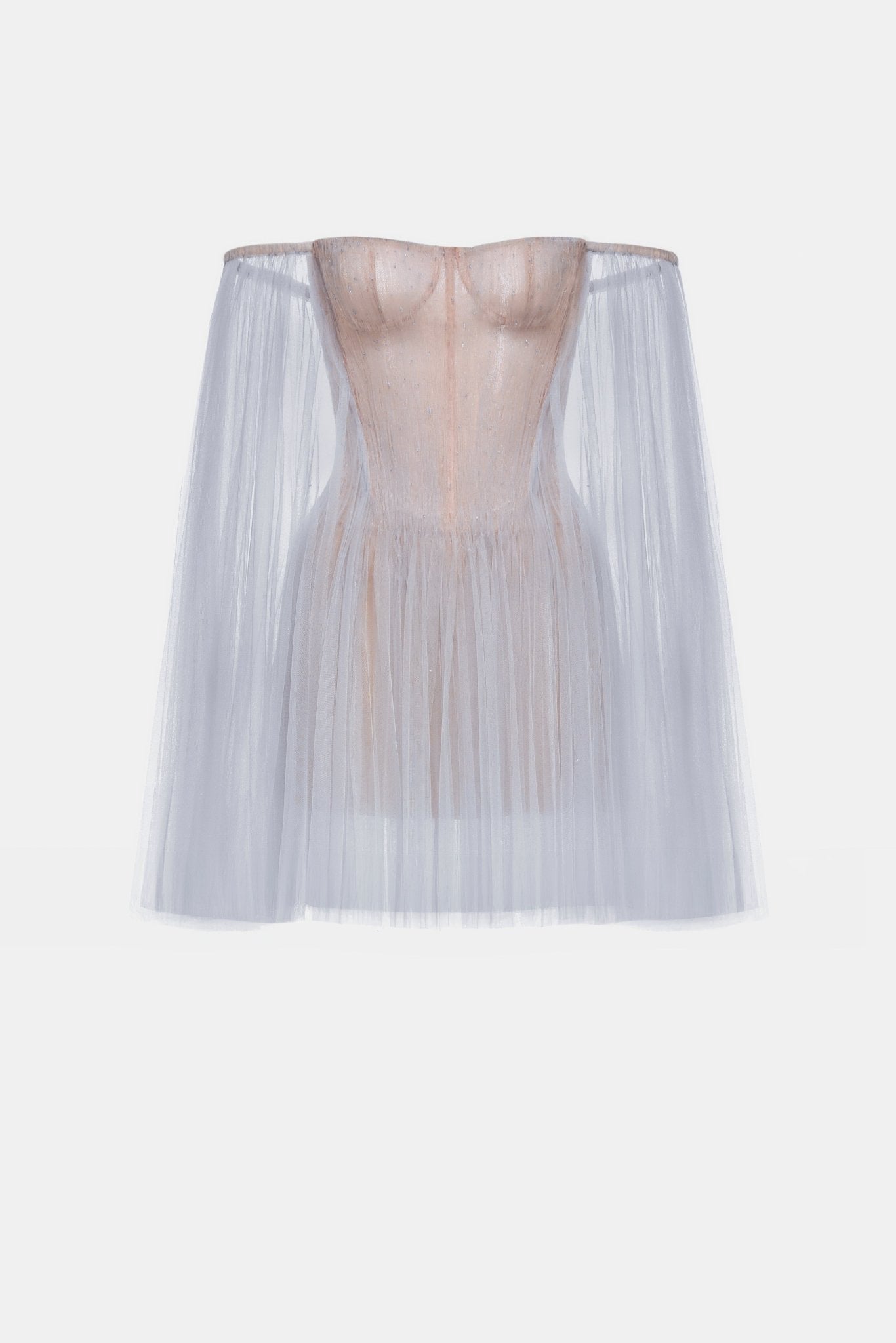 Blue Tulle Off-shoulder Mini Dress - Montsand