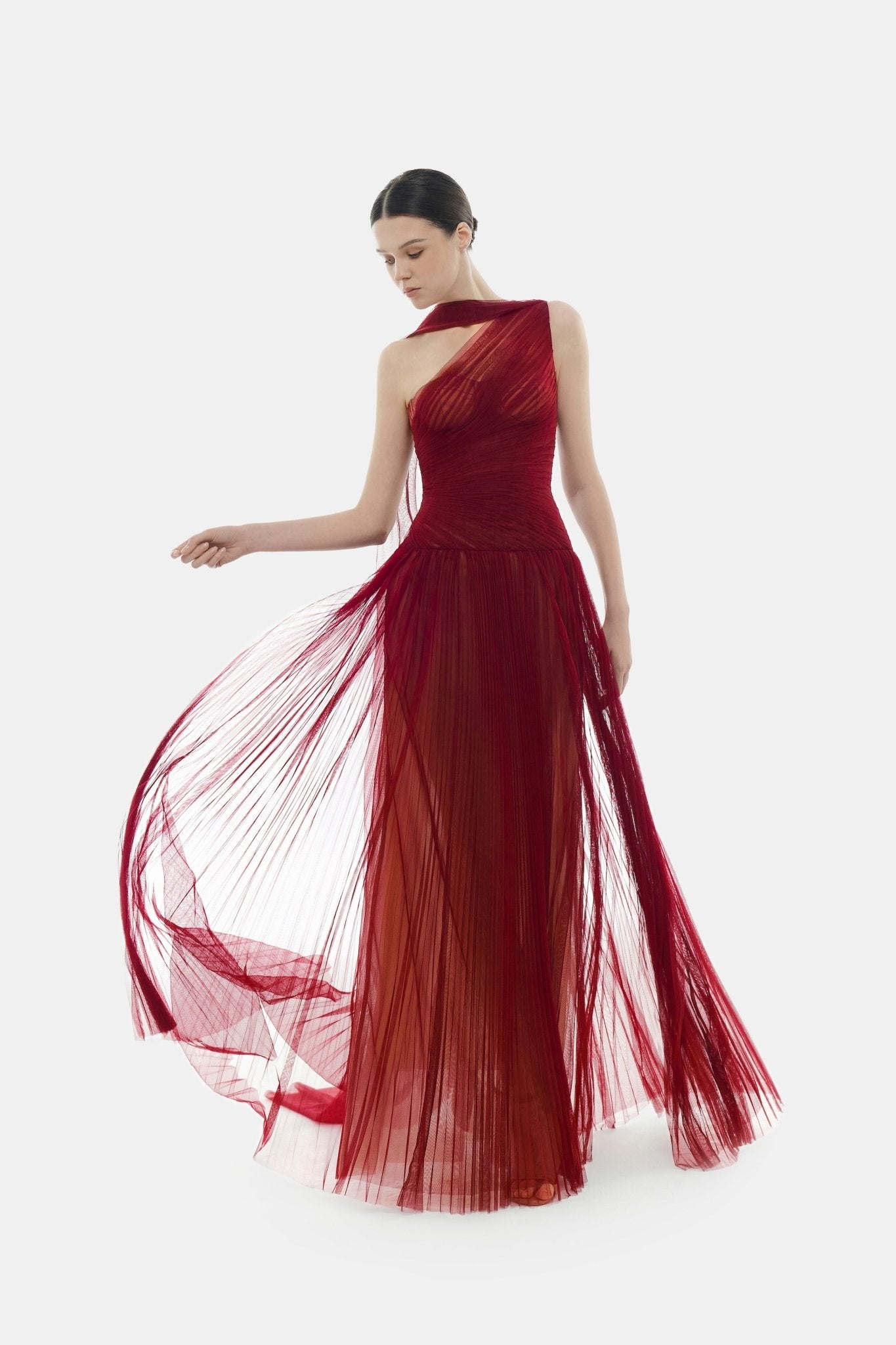 Bordeaux Draped Maxi Dress - Montsand