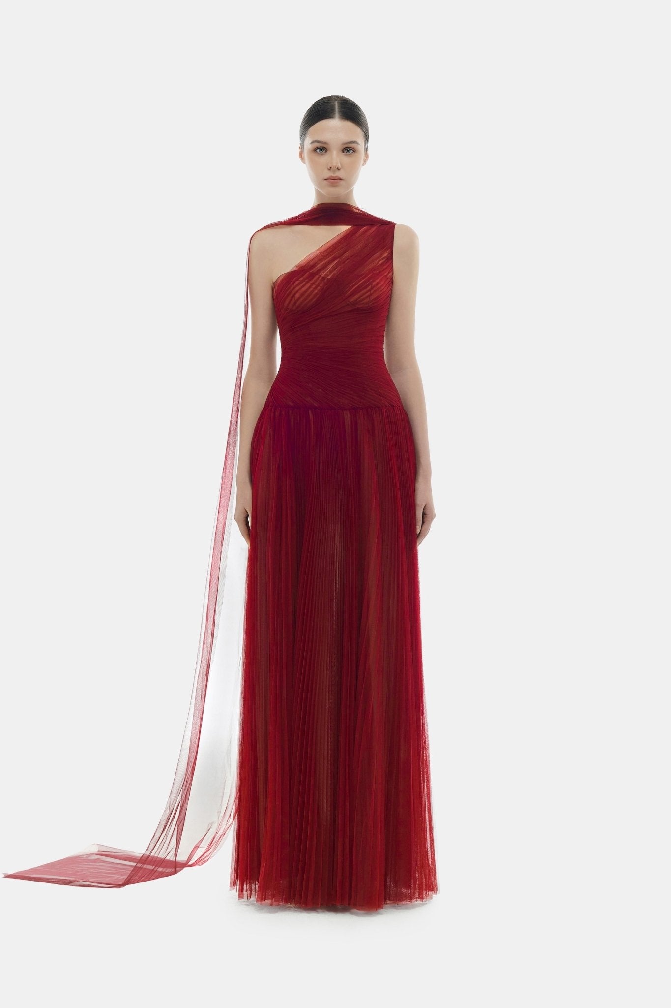 Bordeaux Draped Maxi Dress - Montsand