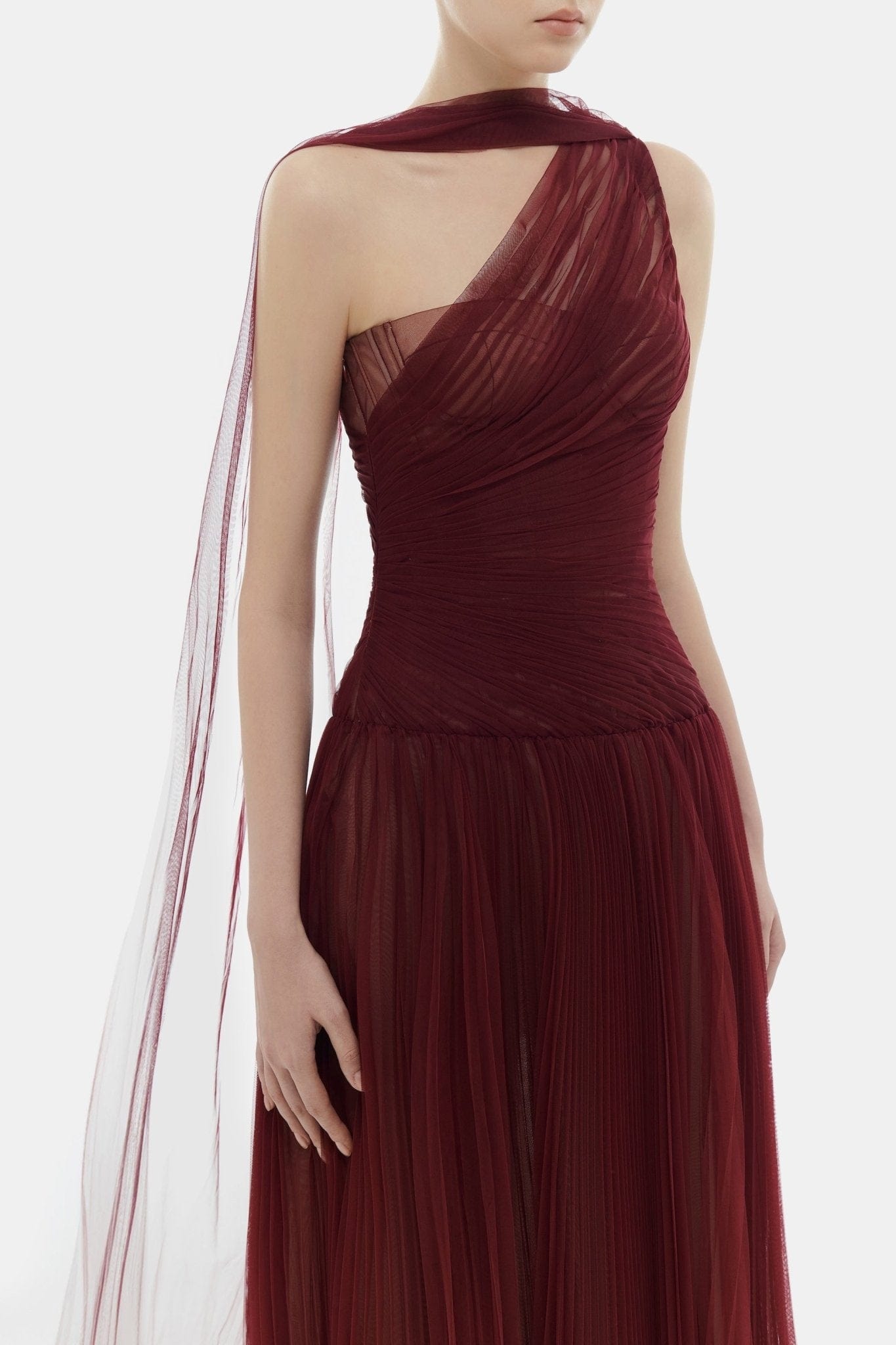 Bordeaux Draped Maxi Dress - Montsand