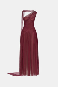 Bordeaux Draped Maxi Dress - Montsand