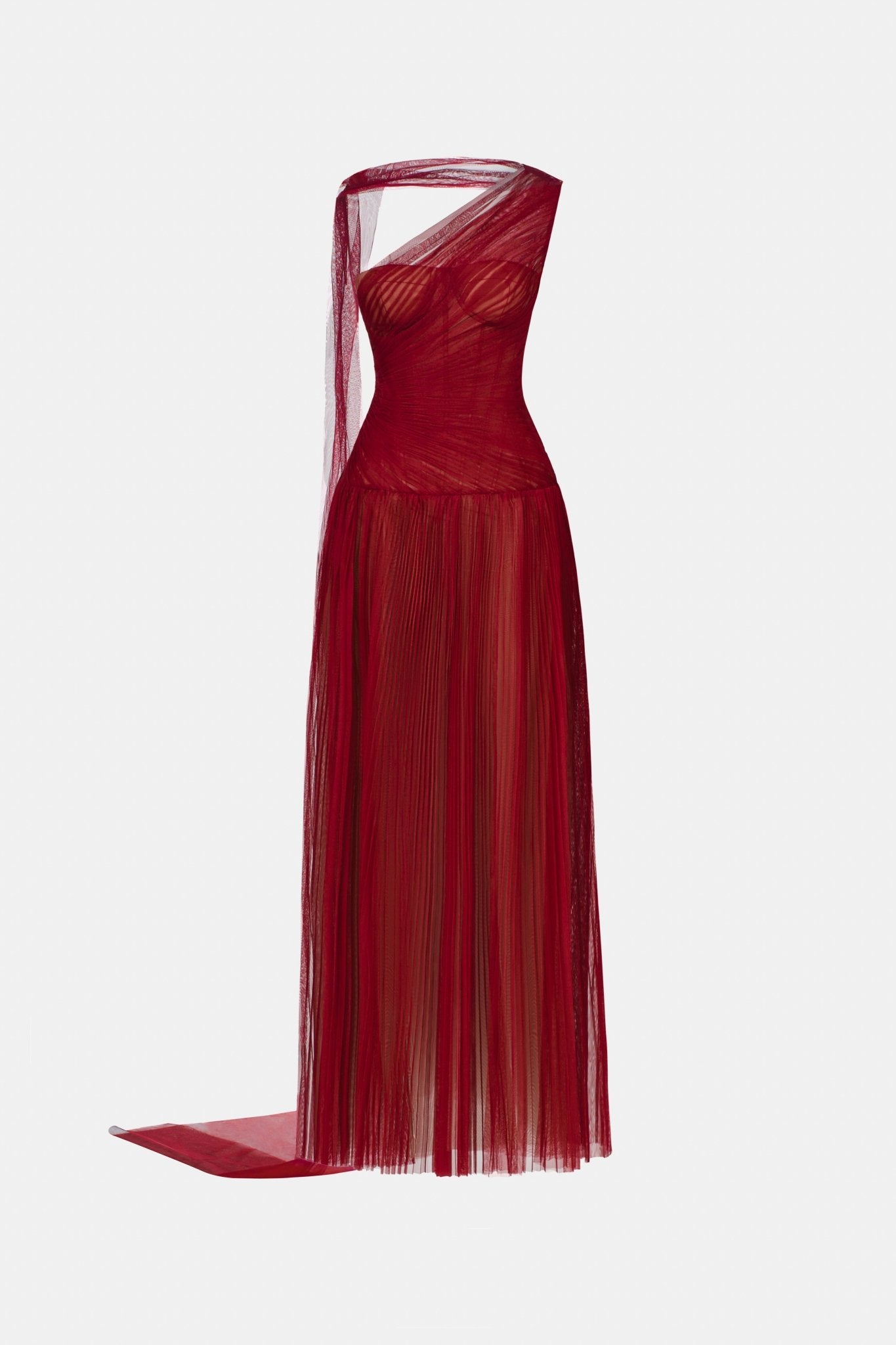 Bordeaux Draped Maxi Dress – Montsand