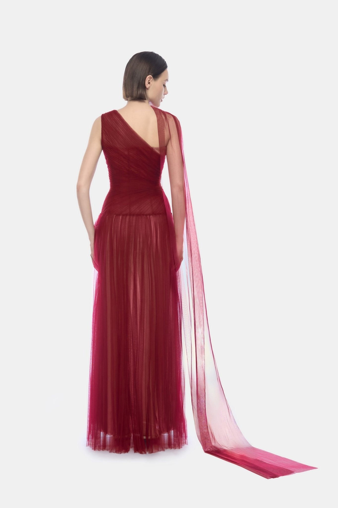Bordeaux Draped Maxi Dress - Montsand