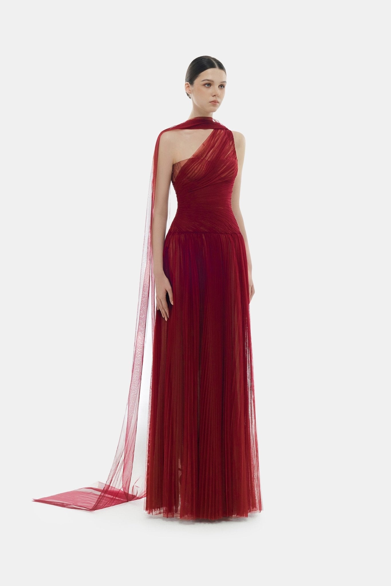 Bordeaux Draped Maxi Dress - Montsand