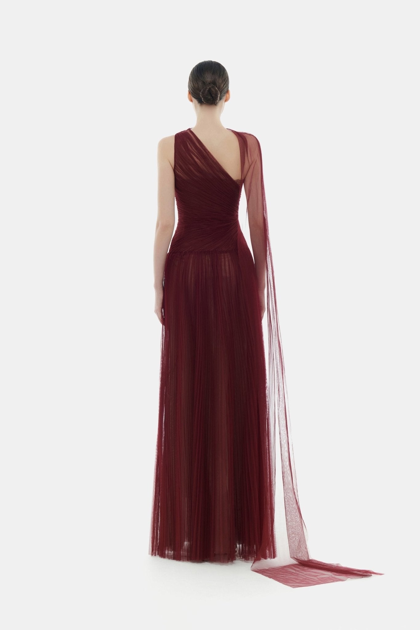 Bordeaux Draped Maxi Dress - Montsand