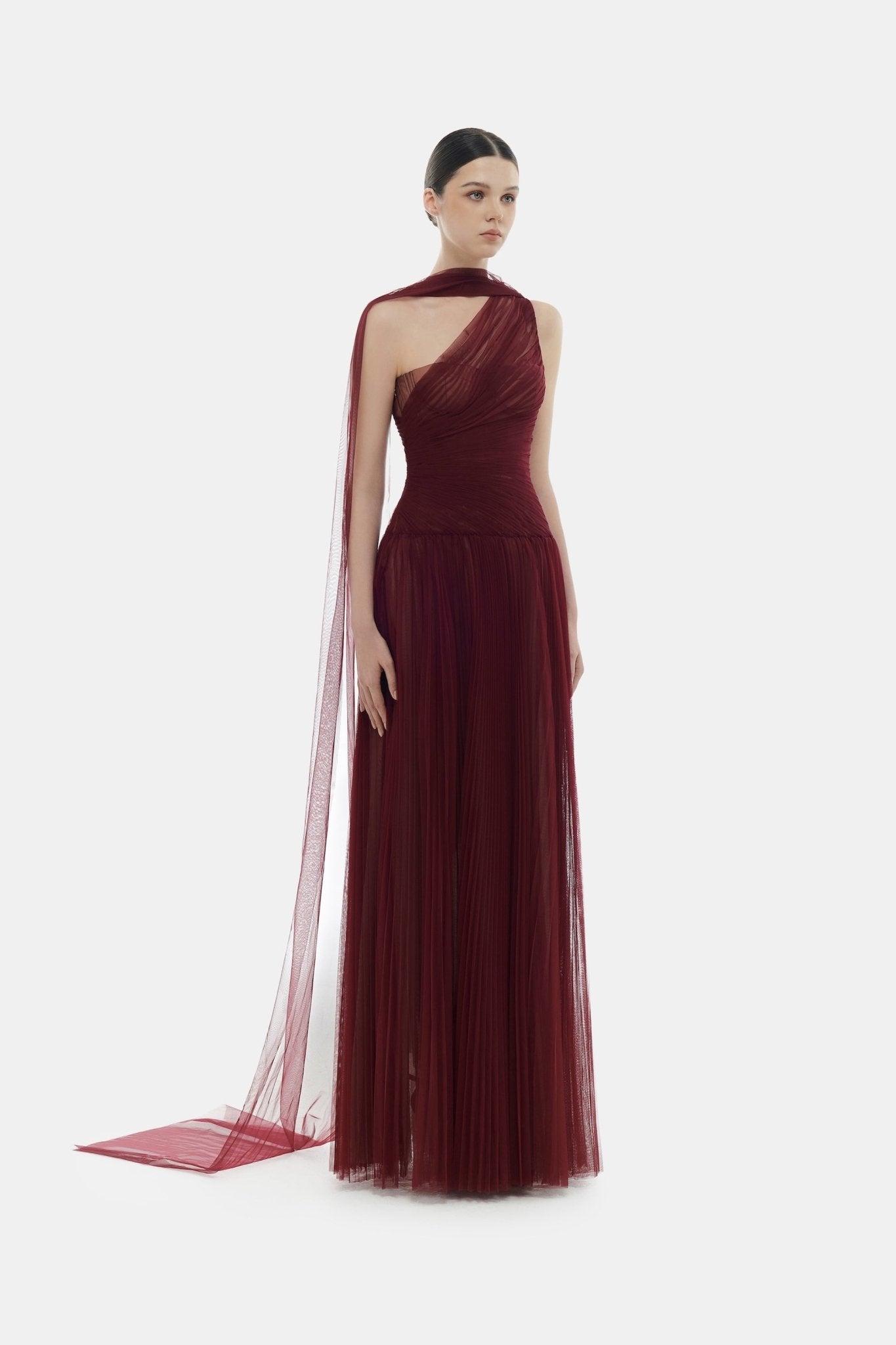 Bordeaux Draped Maxi Dress - Montsand