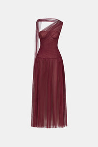 Bordeaux Draped Midi Dress - Montsand