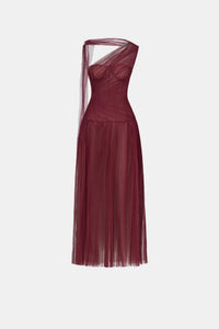 Bordeaux Draped Midi Dress - Montsand