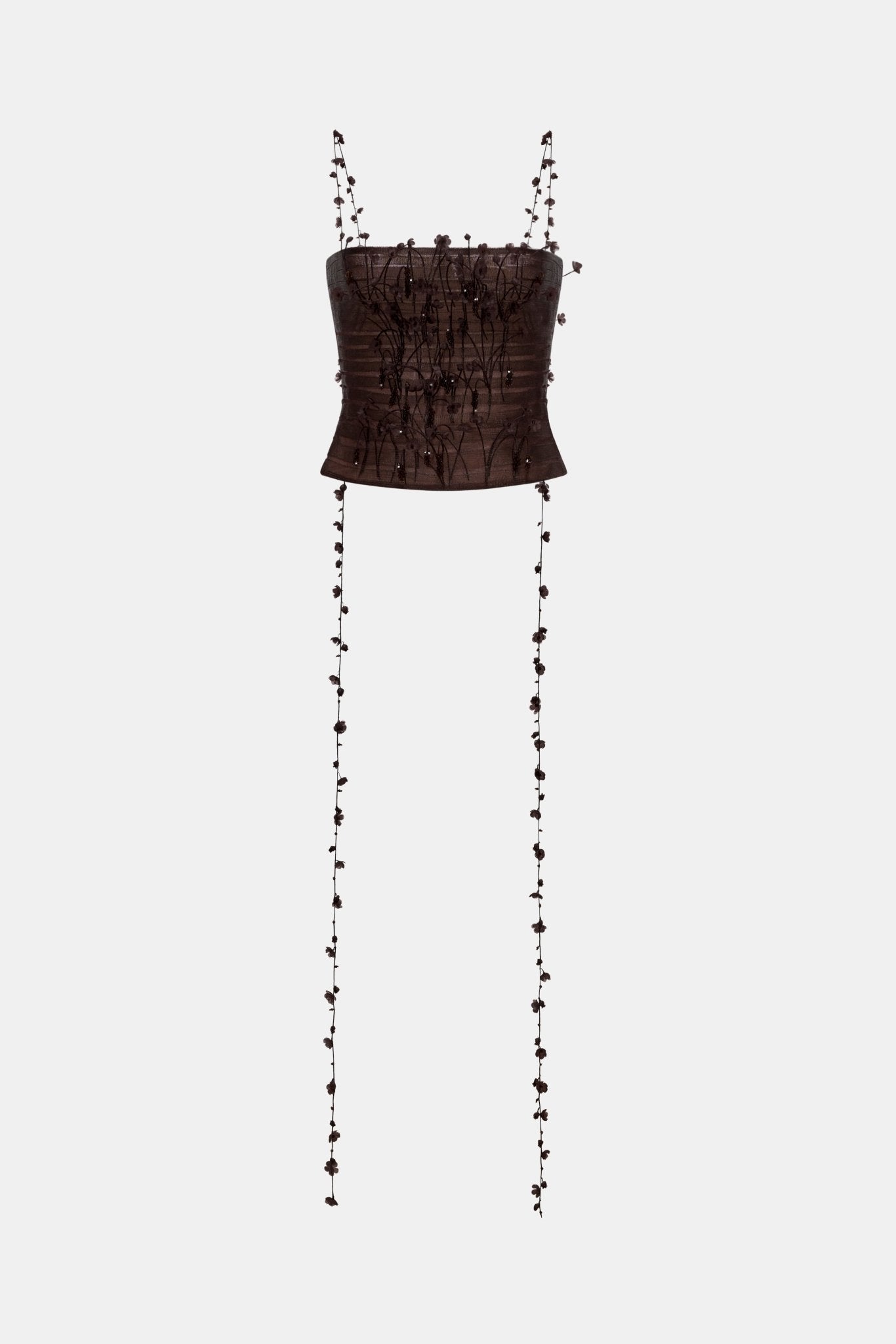Brown 3D Floral Strap Top - Montsand