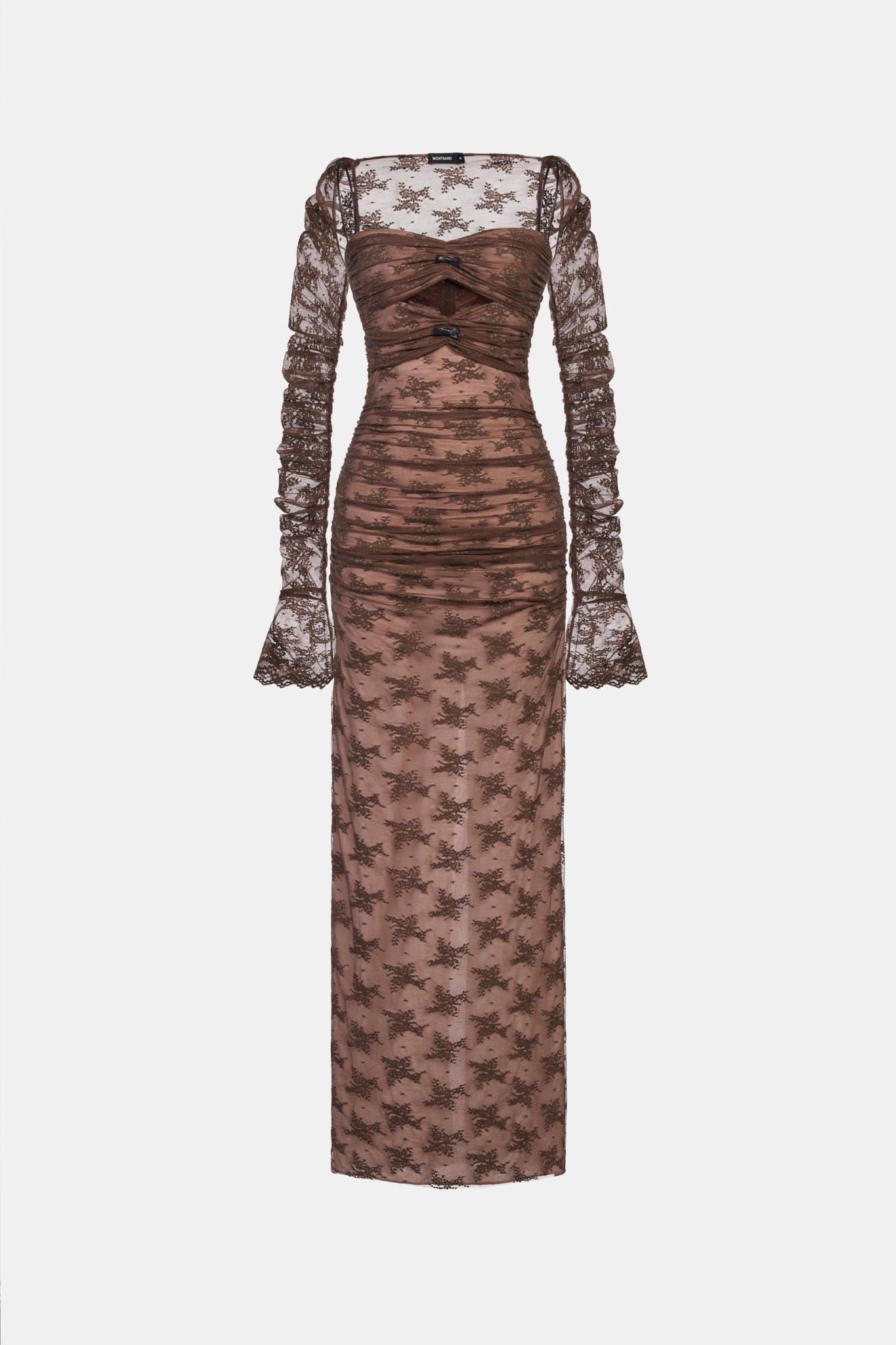 Brown Bow Cut Out Laces Dress - Montsand